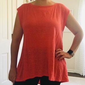 NWOT Eileen Fisher Linen Hi-Lo Coral Tank- Size M